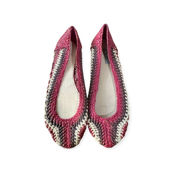 Prada Round Toe Multicolor Woven Leather ballerinas Flats, Size 39 EU, Pink mult - Picture 5 of 9
